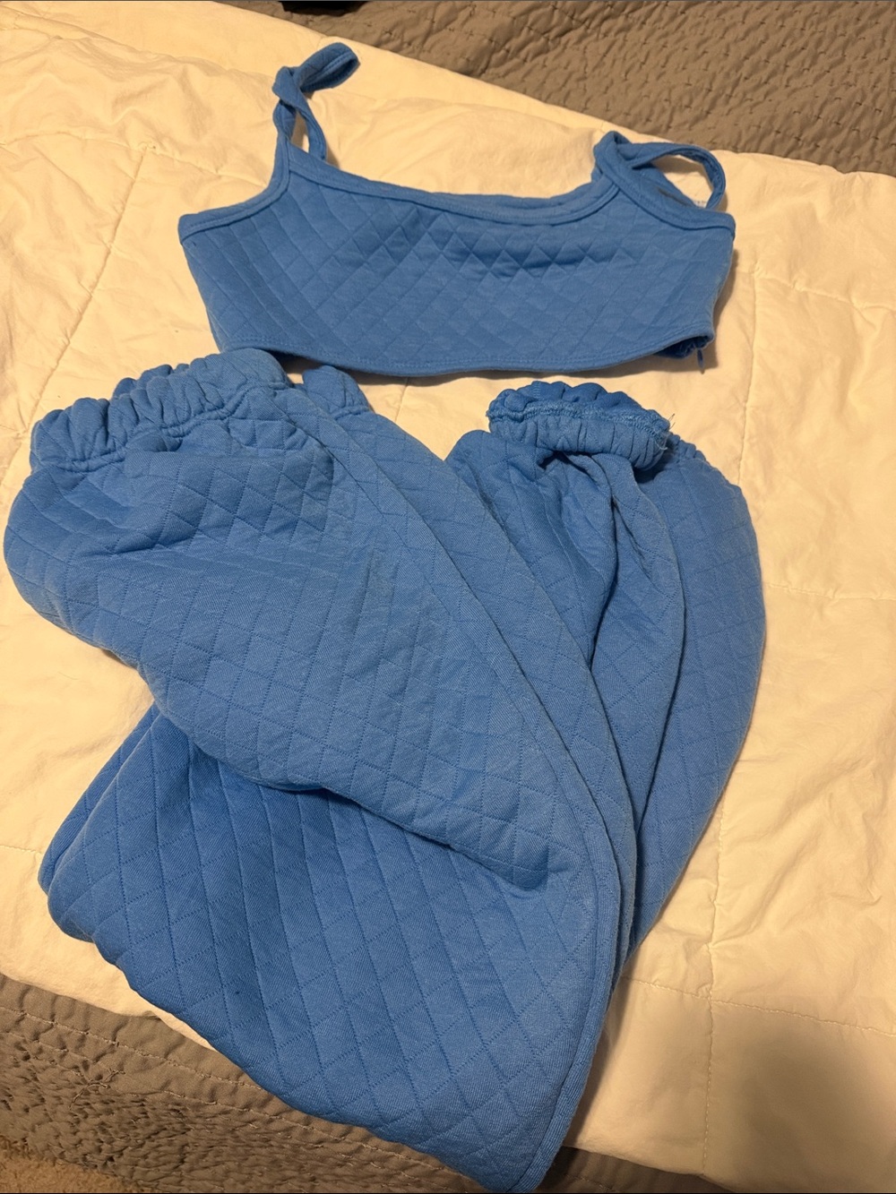 Princess Polly Quilted Light Blue Bralette & Jogger Set